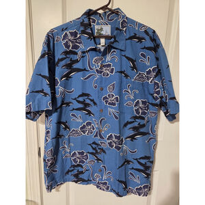 AFTCO Bluewater Guy Harvey Fishing Shirt Hawaiian Tropical Dolphin Ocean Size XL